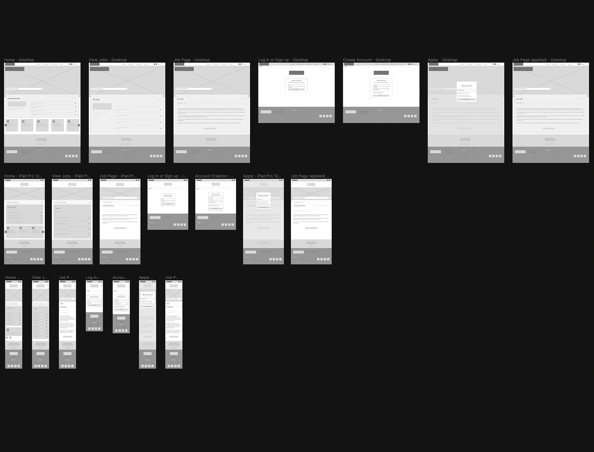 ops website wireframes